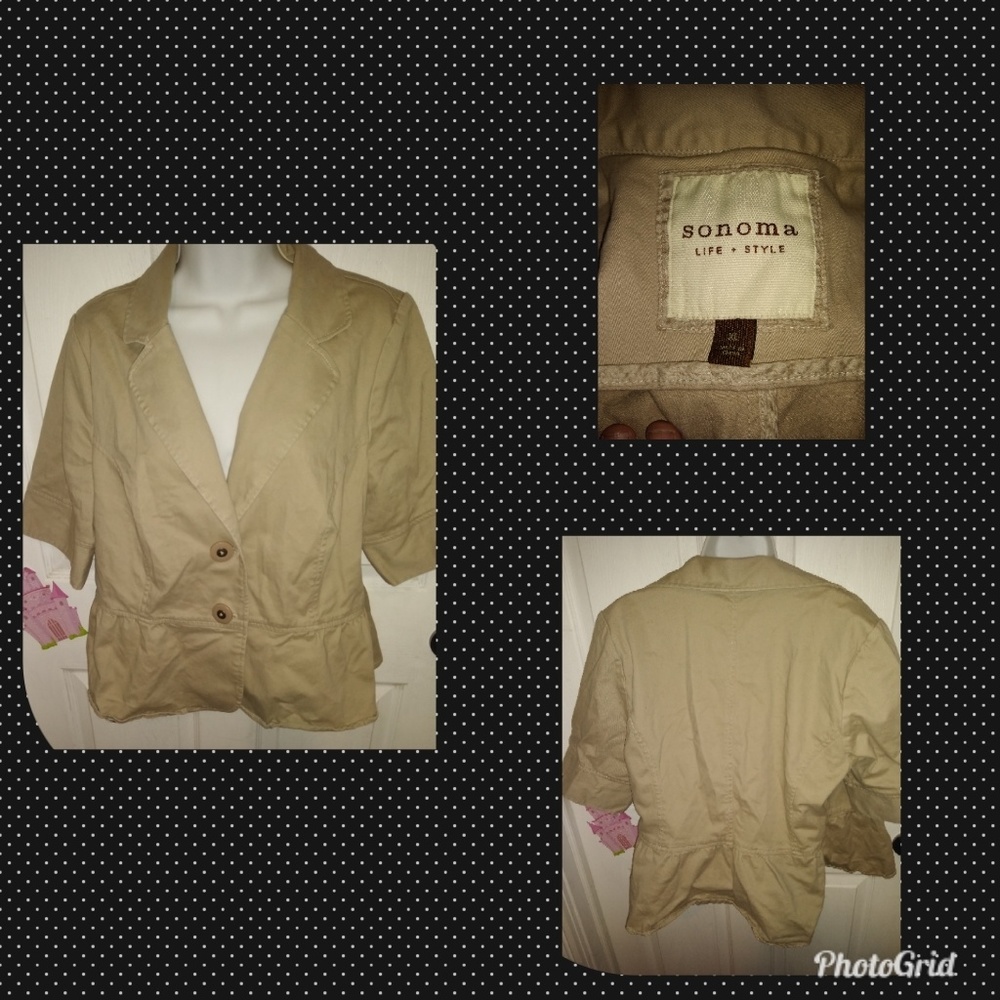Sonoma Lifestyle tan peplum blazer,xl.
